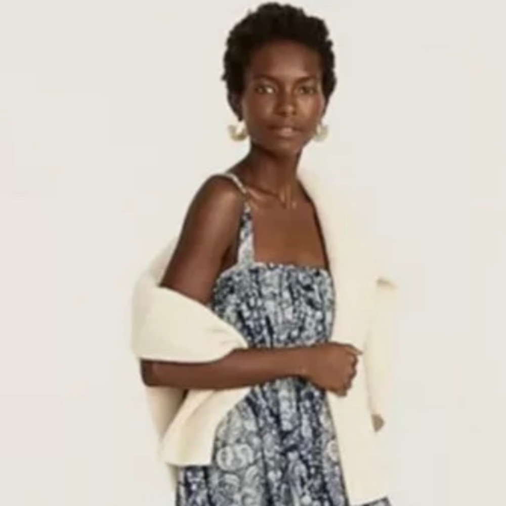J. Crew Gathered cotton-poplin dress in oversized paisley